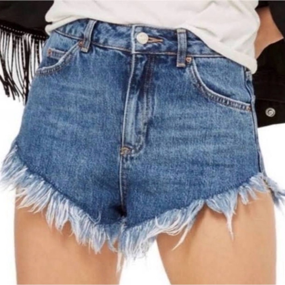 TOPSHOP Moto Kiri Frayed Hem Women Shorts